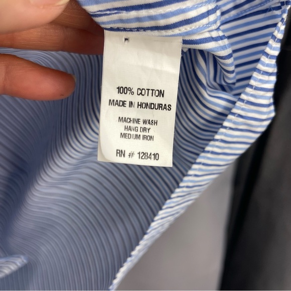 Ann Mashburn Blue White Striped Puff Sleeve Button Up Shirt Size Medium - Picture 4 of 7